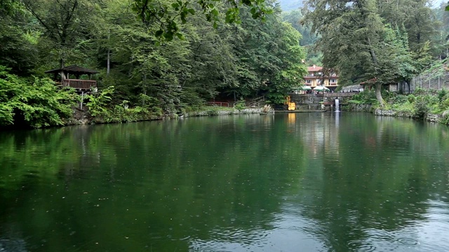 美丽的湖和花园视频素材