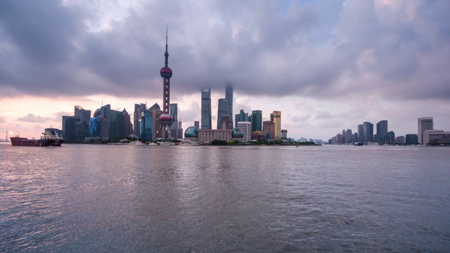 上海东方珍珠港海景夜至日日出过渡视频素材