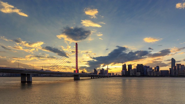 日日夜夜的时间流逝，杭州的天际线视频素材