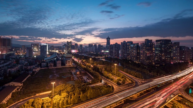 杭州城市天际线的高角度视图视频素材