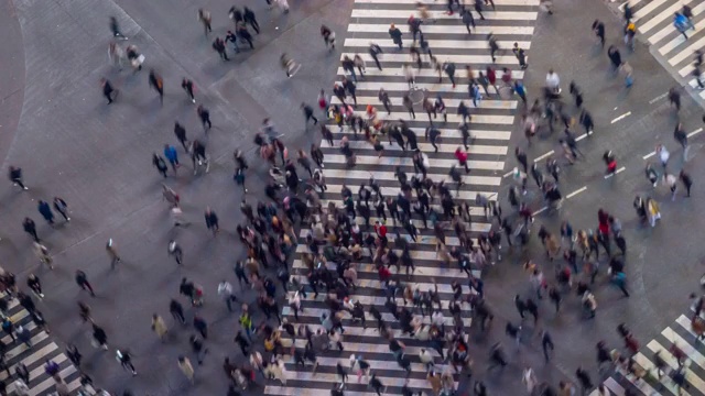 日本东京黄昏时的涩谷十字路口视频素材