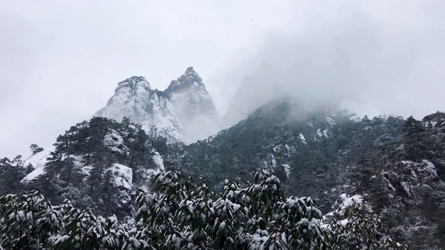 黄山罕见降雪，是联合国教科文组织世界遗产，冬季大雪景区视频下载