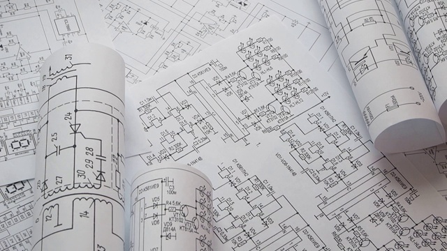 科学、技术和电子。电气工程图纸打印。科学发展。视频素材