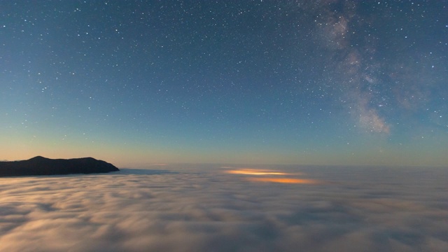 加拿大托菲诺，夜晚星星映衬下的云景视频素材