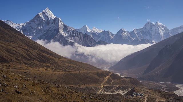 位于图克拉山口的喜马拉雅山脉的时间推移，珠穆朗玛峰地区视频素材