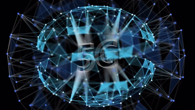 5G技术，先进技术通信，3D渲染5G文本的点和连接视频素材