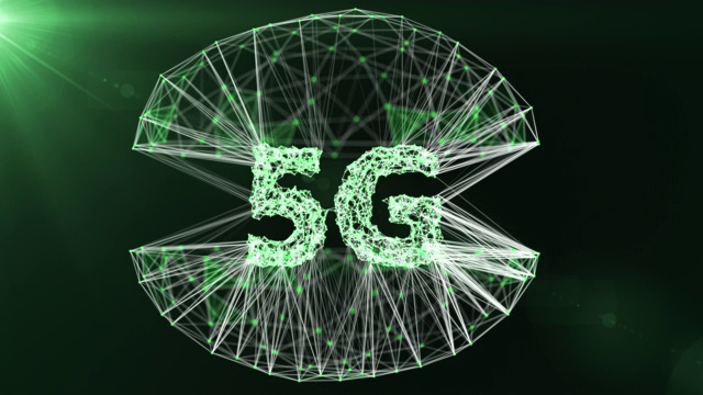 5G技术，先进技术通信，3D渲染5G文本的点和连接视频素材