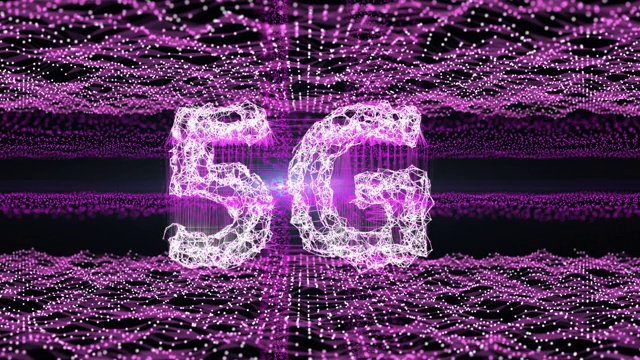 5G技术，先进技术通信，3D渲染5G文本的点和连接视频素材