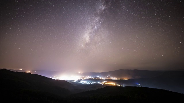 在泰国东北部的山区上方，银河移动的时间周期视频素材