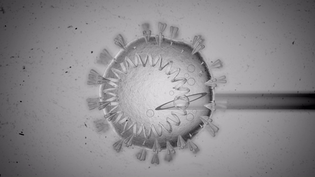 冠状病毒COVID-19透明细胞显微镜下注射。科学实验的概念视频下载