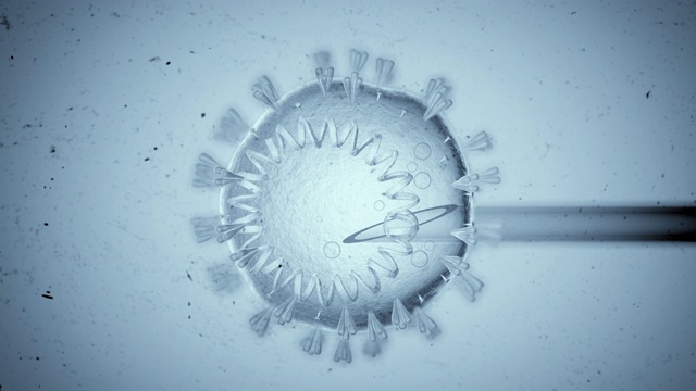 冠状病毒COVID-19透明细胞显微镜下注射。科学实验的概念视频下载