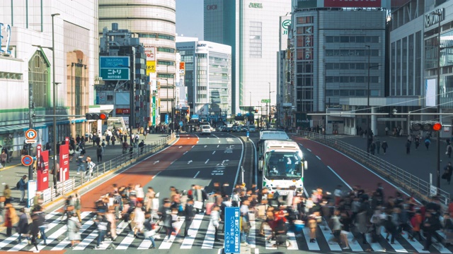 4K延时:在日本东京新宿区的购物街上行走的行人视频素材