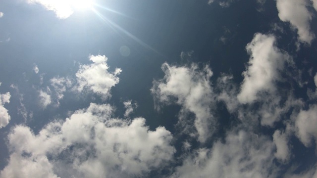 积云在蓝天上移动。太阳射线。间隔拍摄视频素材