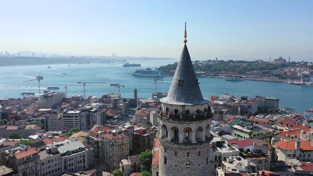 stanbul galata,塔,天际线,射击、无人驾驶飞机视频下载