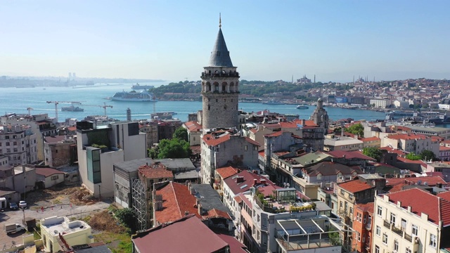 stanbul galata,塔,天际线,射击、无人驾驶飞机视频素材