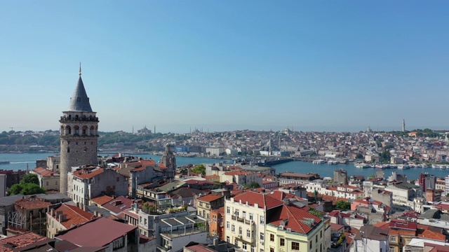 stanbul galata,塔,天际线,射击、无人驾驶飞机视频素材