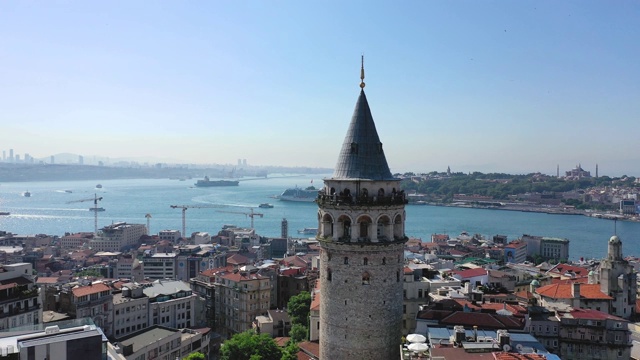 stanbul galata,塔,天际线,射击、无人驾驶飞机视频素材