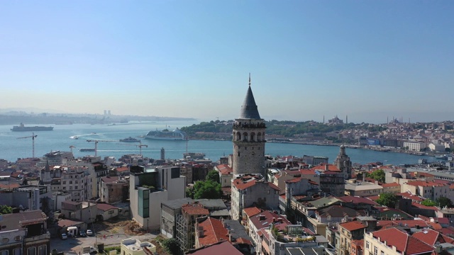 stanbul galata,塔,天际线,射击、无人驾驶飞机视频下载