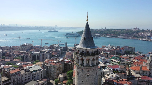 stanbul galata,塔,天际线,射击、无人驾驶飞机视频素材