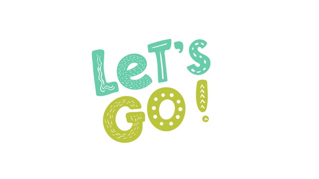 2D动画《LET’s GO!》白色背景上的字母短语手绘平面风格的运动图形，用于社交媒体，新闻，视频博客。视频下载