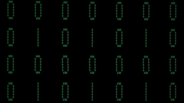 数字数据，二进制数字面板。视频素材