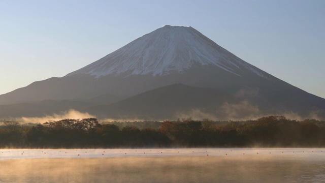 日落时白雪皑皑的群山景色视频素材