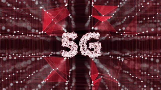 5G技术，先进技术通信，3D渲染5G文本的点和连接视频素材