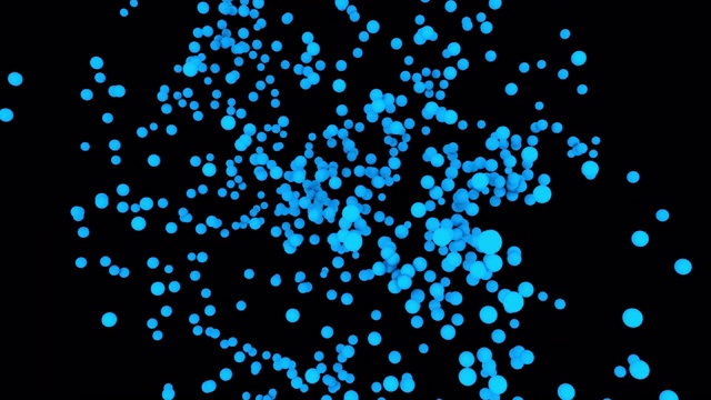 球体的混沌集中和分散，3d渲染。电脑生成抽象背景，小圆粒子在空间中视频素材