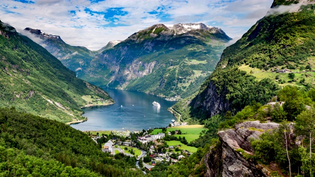 Timelapse, Geiranger峡湾，挪威- 4K超高清，4096x2304。视频素材