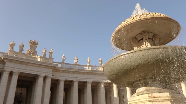 位于意大利罗马市中心的梵蒂冈圣彼得广场和大教堂。圣彼得广场全景图视频素材