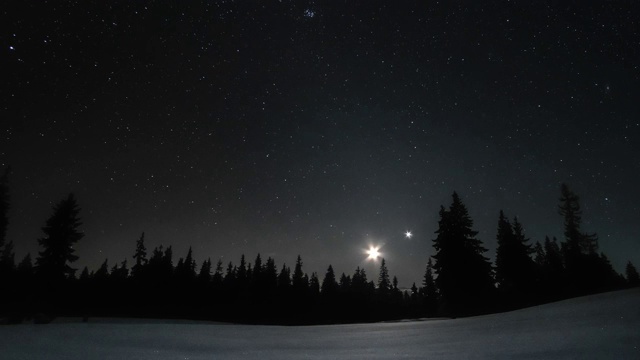 星空中的星星和月亮视频素材