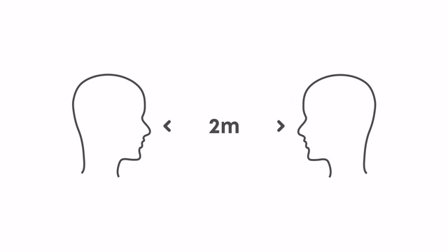 在公共场所保持社交距离，避免感染冠状病毒。动画4k视频，连续镜头视频素材