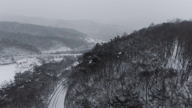 韩国全乐浦岛，玉尊湖雪景视频素材