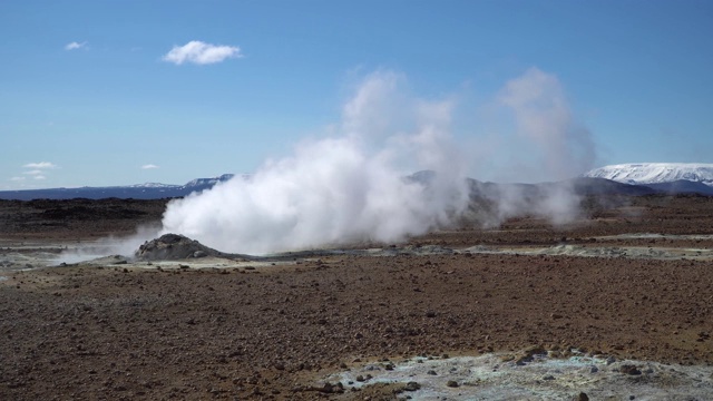 冰岛Hverir Myvatn地热区，有间歇泉、泥浆池和蒸汽喷气孔视频素材