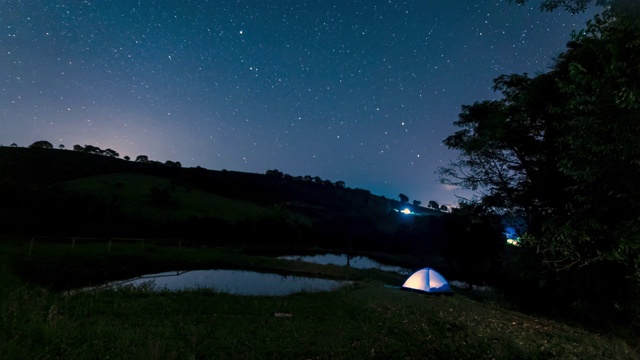 露营时天空中星星的时间流逝视频素材