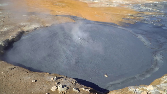 冰岛Hverir Myvatn地热区，有间歇泉、泥浆池和蒸汽喷气孔视频素材