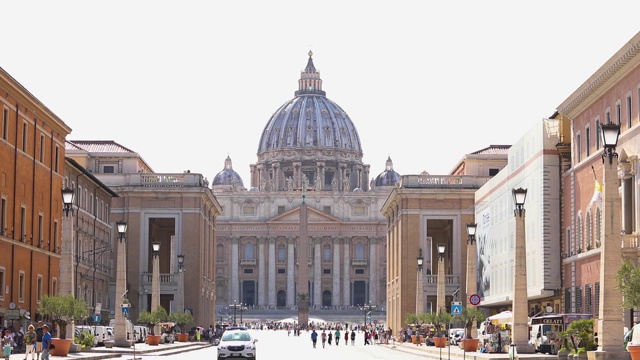 圣彼得大教堂。梵蒂冈圣彼得教皇大教堂，意大利罗马市中心的梵蒂冈大教堂。视频素材