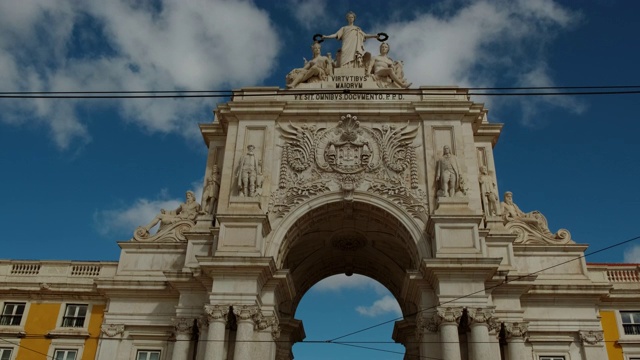 Rua Augusta Arch，里斯本，葡萄牙视频素材