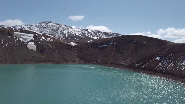 Viti火山口地热湖和Oskjuvatn湖在Askja火山口，冰岛视频素材