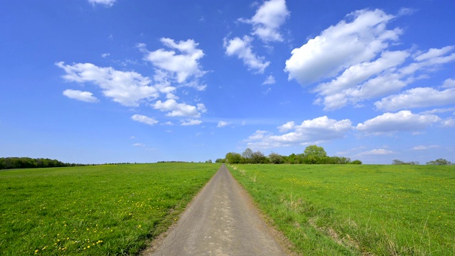 德国黑森Vogelsberg地区春季草地上的土路视频素材