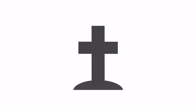 十字墓碑图标从地面动画中出现死亡概念灰色视频素材