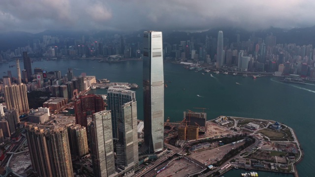 鸟瞰图的城市景观在香港在中国视频下载