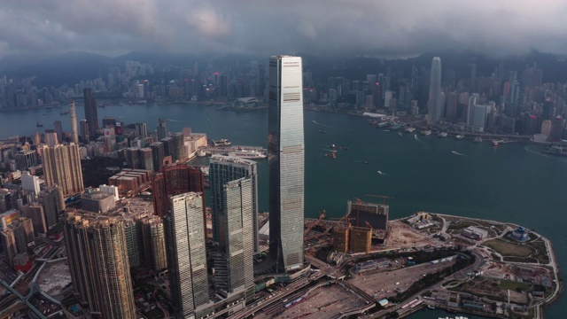 鸟瞰图的城市景观在香港在中国视频下载