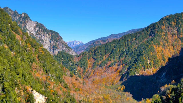 日本黑袍大坝的山景视频素材