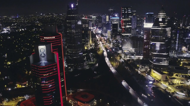 商业大厦，摩天大楼，商业中心，航拍，夜景，城市景观视频素材