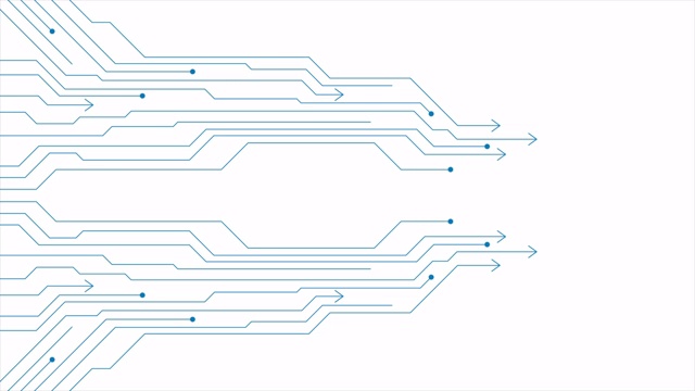 蓝色极简抽象未来主义运动背景与芯片线视频素材