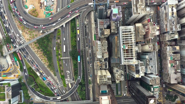 香港交通和道路的直接上方视频素材