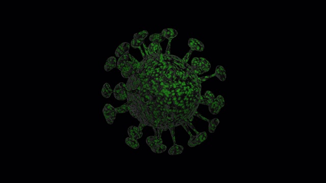 绿色细菌细胞新型冠状病毒Covid - 19用于科学和医疗与阿尔法通道背景固定视频素材