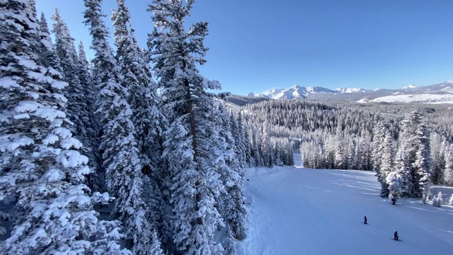 科罗拉多州特柳赖德山坡上的滑雪者视频素材