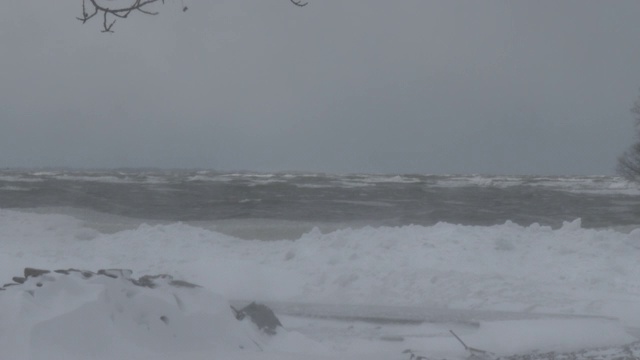 安大略湖地面暴风雪状况视频素材